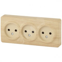 Розетка 3х2P, 16A-250В, ОУ, Эра Эксперт, сосна, 11-2207-11