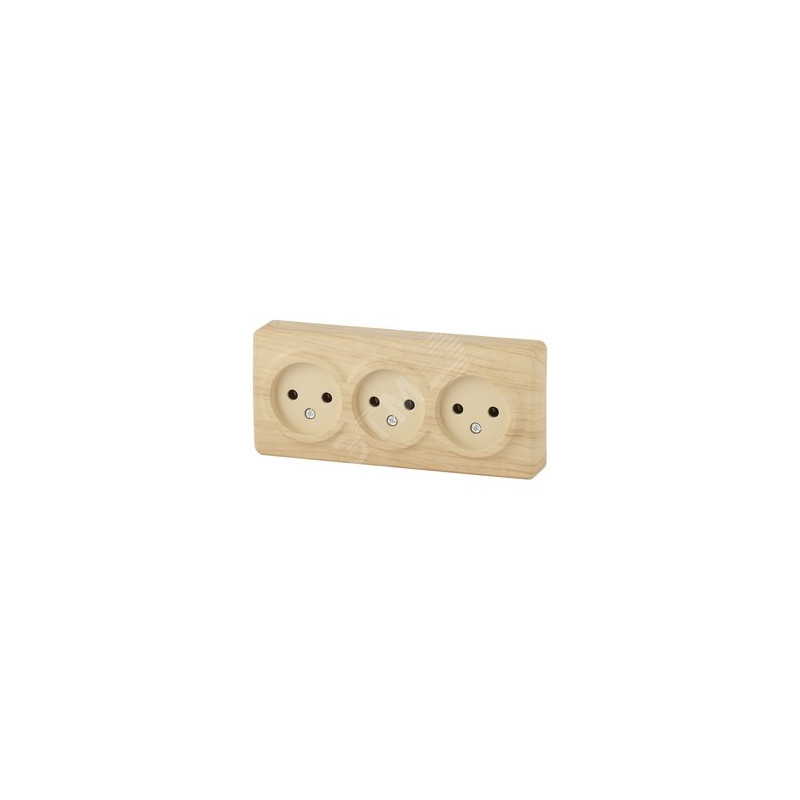 Розетка 3х2P, 16A-250В, ОУ, Эра Эксперт, сосна, 11-2207-11