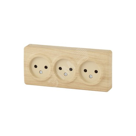 Розетка 3х2P, 16A-250В, ОУ, Эра Эксперт, сосна, 11-2207-11