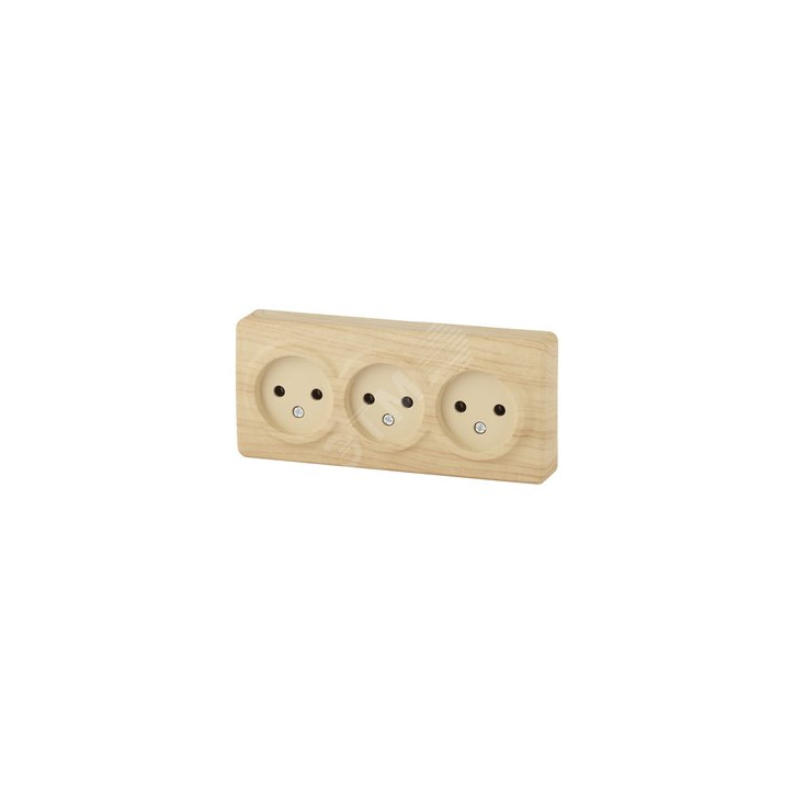 Розетка 3х2P, 16A-250В, ОУ, Эра Эксперт, сосна, 11-2207-11