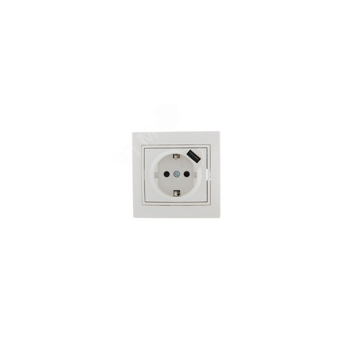 Розетка Мира с/з 16A с USB 2.1A скрытой установки белая