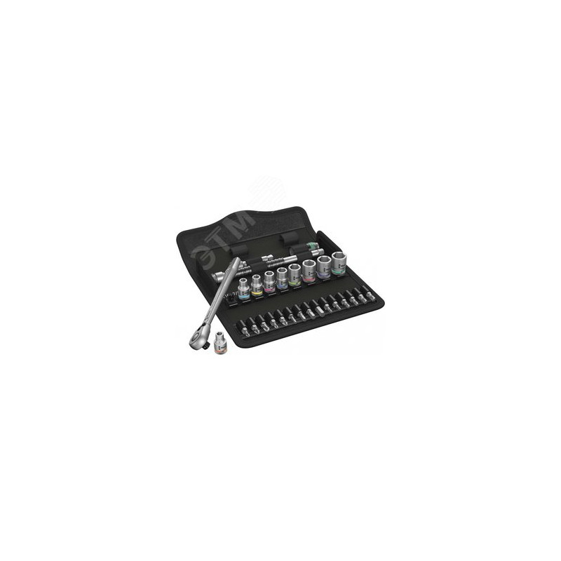 Набор с трещоткой 8100 SA 11 Zyklop Metal Switch с реверсом привод 1/4 28 предметов