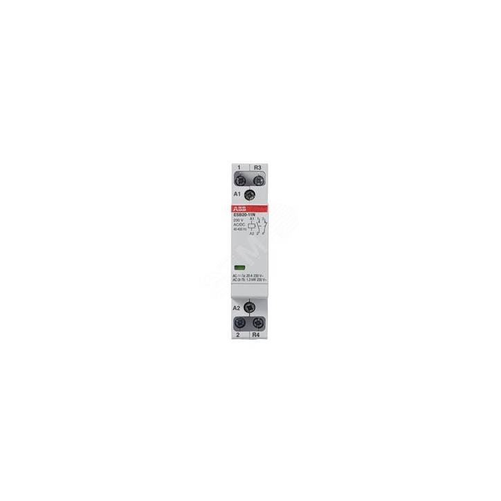 Контактор ESB20-11N-06 модульный (20А АС-1, 1НО+1НЗ), катушка 230В AC/DC