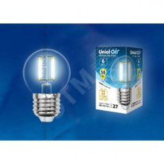 Лампа светодиодная. Форма ''шар'', прозрачная. Air. (4000K). LED-G45-6W/NW/E27/CL GLA01TR