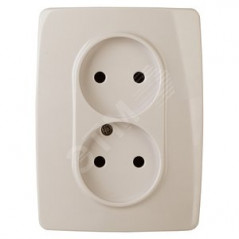 Розетка 2X2P, 16A-250В, Эра12, слоновая кость, 12-2107-02