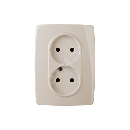 Розетка 2X2P, 16A-250В, Эра12, слоновая кость, 12-2107-02