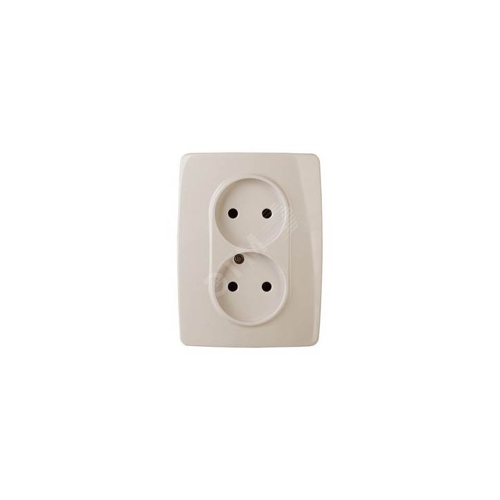 Розетка 2X2P, 16A-250В, Эра12, слоновая кость, 12-2107-02