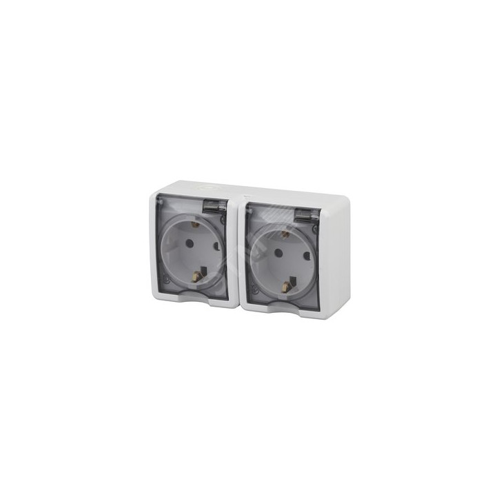 Розетка 2х2P+E IP54, шторки, 16A-250В, ОУ, Эра Эксперт, белый, 11-2404-01 Розетка 2х2P+E IP54, шторки, 16A-250В, ОУ, Эра Эксперт, белый, 11-2404-01