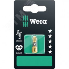 Бита биторсионная 855/1 BDC PZ SB алмазное покрытие хвостовик 1/4 C 6.3 PZ 2X25 мм с держателем-евро