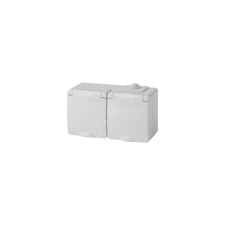Розетка 2х2P+E гориз. IP65, шторки, 16A-250В, ОУ, Эра Эксперт, серый, 11-2604-03 Розетка 2х2P+E гориз. IP65, шторки, 16A-250В, ОУ, Эра Эксперт, серый, 11-2604-03