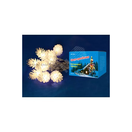 Гирлянда светодиодная Шишки 20 светодиодов 2,8 м теплый белый IP20 провод прозрачный ULD-S0280-020/DTA WARM WHITE IP20 PINE CONE