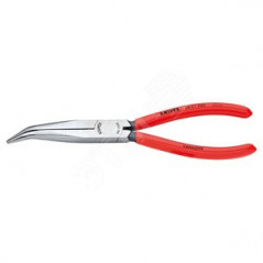 Плоскогубцы механика плоскокруглые губки под углом 40° с крестовой насечкой L-200 мм чёрные обливные рукоятки