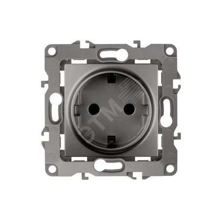 Розетка 2P+E Schuko, 16A-250В, Эра12, графит, 12-2101-12