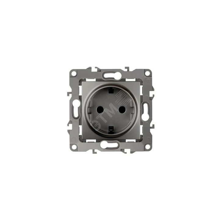 Розетка 2P+E Schuko, 16A-250В, Эра12, графит, 12-2101-12