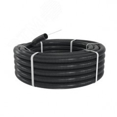 Труба гофрированная DN36мм ПВ-2 Dвн 36.3мм Dнар 42.5мм с протяжкой черная полиамид 6