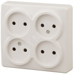 Розетка 4х2P, 16A-250В, ОУ, Эра Эксперт, сл.кость, 11-2210-02