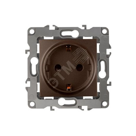 Розетка 2P+E Schuko, 16A-250В, б.л., Эра12, бронза, 12-2001-13