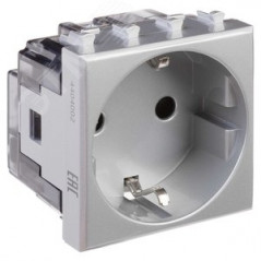 Avanti Розетка модульная 2P+E с з/ш Закаленная сталь 2 модуля