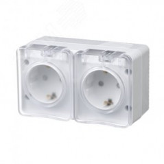 AtlasDesign Profi54 розетка двойная с заземлением со шторками IP54 16А 250B, БЕЛЫЙ, Россия