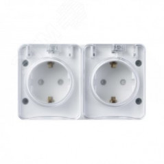 AtlasDesign Profi54 розетка двойная с заземлением со шторками IP54 16А 250B, БЕЛЫЙ, Россия