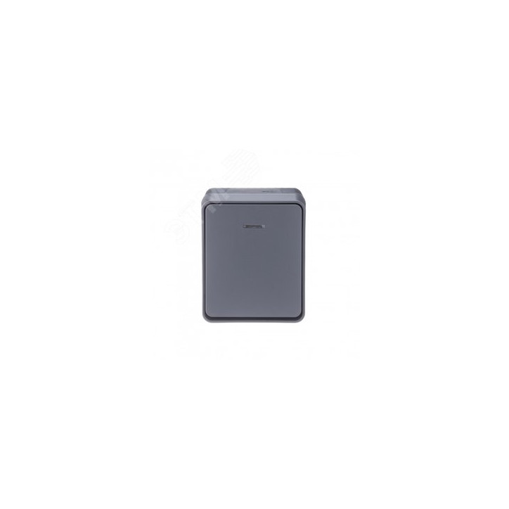 AtlasDesign Profi54 выключатель одноклавишный с подсветкой IP54 10 АХ, АНТРАЦИТ, Россия