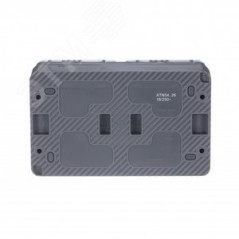 AtlasDesign Profi54 розетка двойная с заземлением со шторками IP54 16А 250B, АНТРАЦИТ, Россия