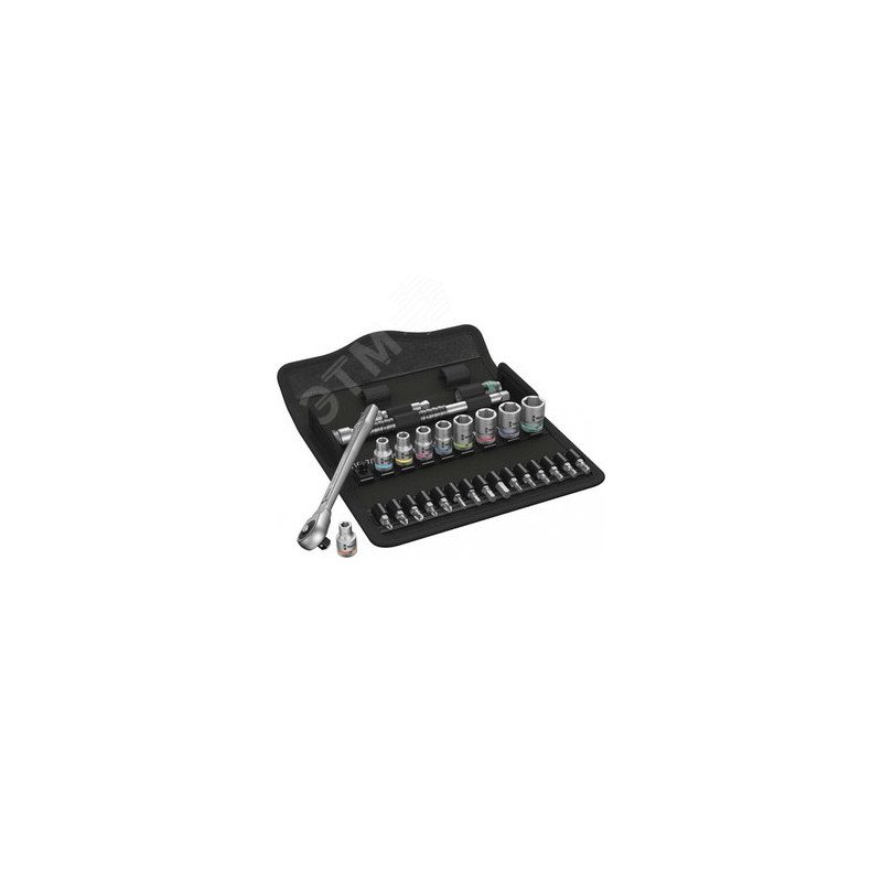 Набор с трещоткой 8100 SA 10 Zyklop Metal Push сдвижной квадрат привод 1/4 28 предметов