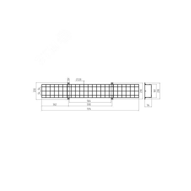 Решетка защитная для светильников ДПО, SPO SPO-BAR-1300-200