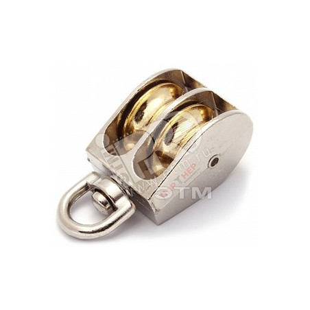 Блок для троса двойной 15мм металлический шкив (трос 5мм) оцинкованный