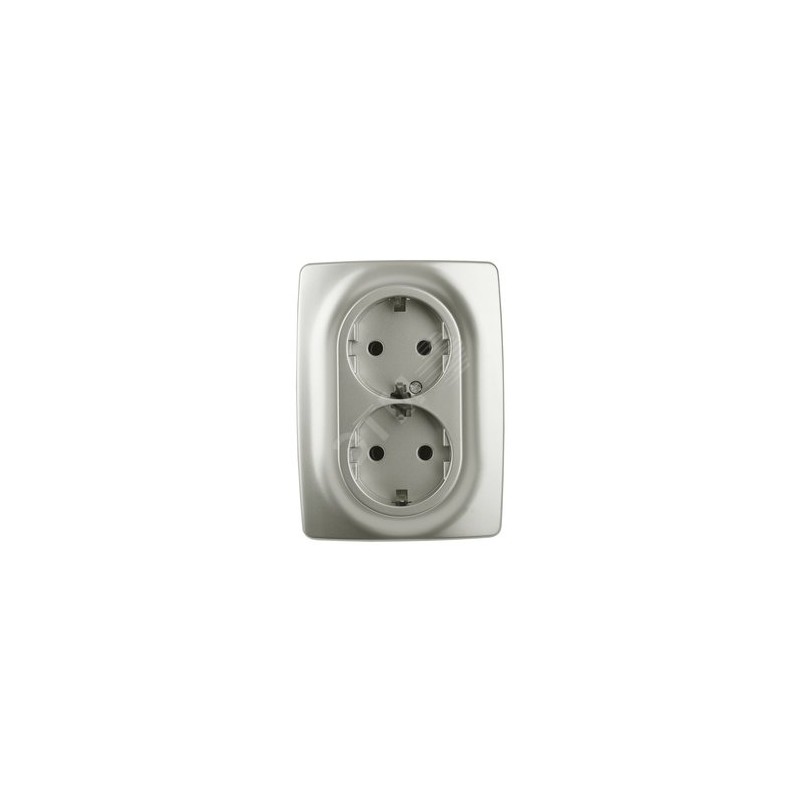 Розетка 2X2P+E Schuko со шторками , 16A-250В, Эра12, перламутр, 12-2108-15