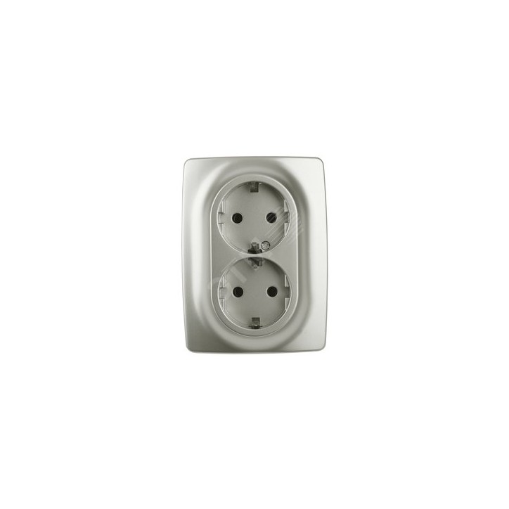 Розетка 2X2P+E Schuko со шторками , 16A-250В, Эра12, перламутр, 12-2108-15