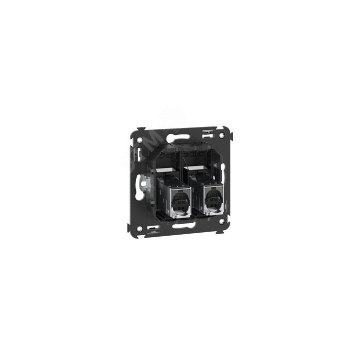 Компьютерная розетка RJ-45 в стену, кат.6 экранированная двойная,''Avanti'', ''Черный матовый''
