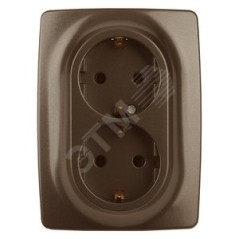 Розетка 2X2P+E Schuko, 16A-250В, Эра12, бронза, 12-2106-13