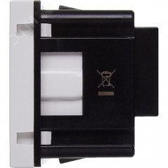 Розетка с заземлением - винтовые зажимы - со шторками 16А 250В - 90°- 2 модуля - белый