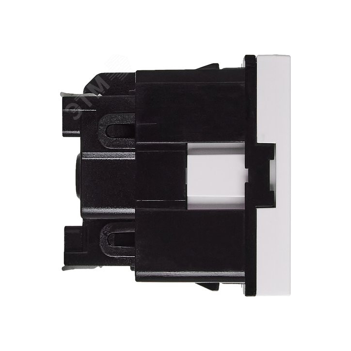 Розетка с заземлением - безвинтовые зажимы - со шторками 16А 250В - 90°- 2 модуля - белый