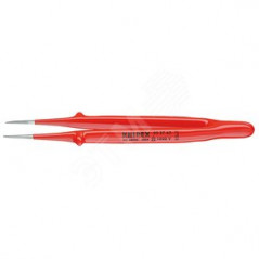 Пинцет VDE 1000V захватный прецизионный зазубренные губки с тонкими кончиками пружинная сталь хромированный L-150 мм