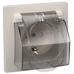 Розетка РСбш11-3-ККБ-44 одноместная с заземляющим контактом с защитными шторками керамика IP44 16А К