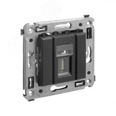 Avanti USB 2.0 розетка одинарная в стену, тип А-А, , Черный матовый