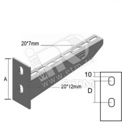 Консоль для больших нагрузок, высота - 130 мм, ширина - 517 мм, кратность - 1шт, I4 - Нержавеющая сталь (304)