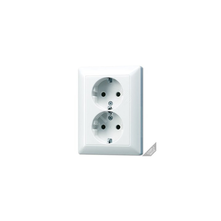Штепсельная розетка двойная с шторками SCHUKO 16A 250В. Материал- термопласт. Цвет- слоновая кость