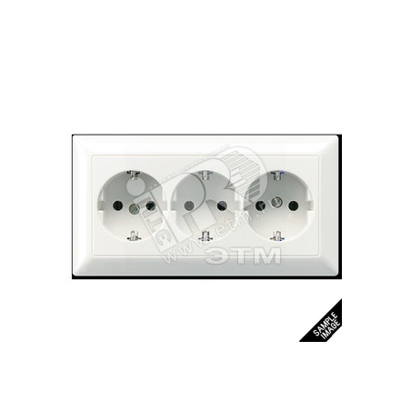 Розетка штепсельная SCHUKO 16A 250V тройная полная плата слоновая кость