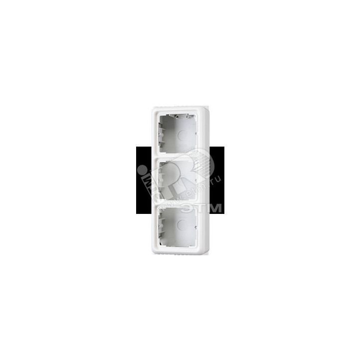 Коробка накладная с рамкой 3 поста белая