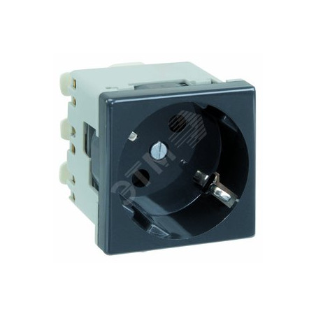 Connect Розетка с заземлением 16А 250В 45х45мм винтовые клеммы SC графит
