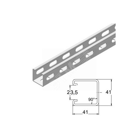 Профиль монтажный, высота - 41 мм, ширина - 41 мм, длина - 200 мм, толщина - 2,5 мм, кратность - 1шт, SZ - Оцинкованная сталь (м