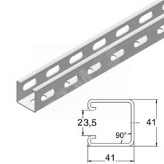 Профиль монтажный, высота - 41 мм, ширина - 41 мм, длина - 2200 мм, толщина - 2,5 мм, кратность - 1шт, SZ - Оцинкованная сталь (