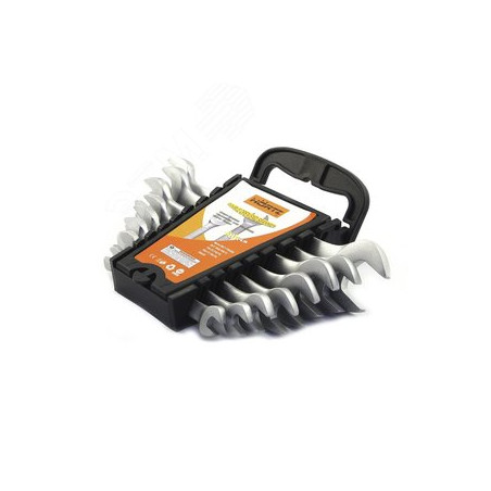 Набор ключей гаечных (рожковых) двусторонних 9 шт. (7-22) сатинированные в клипсе