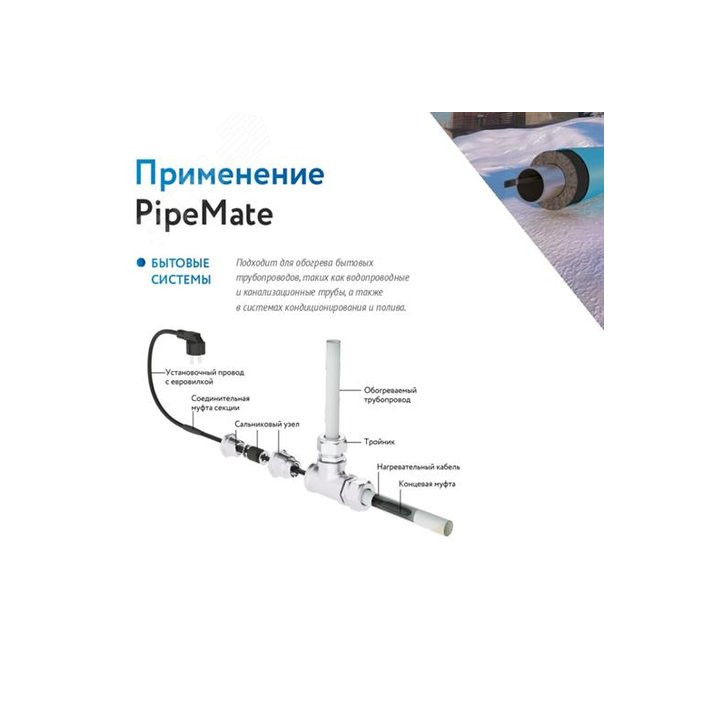 Секция нагревательная кабельная PipeMate 10 Вт/м 12 м