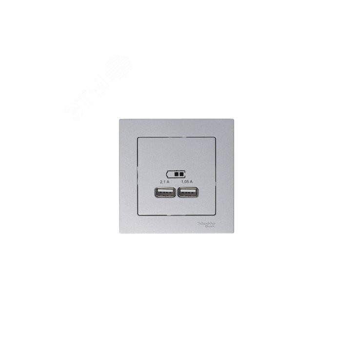 Розетка ATLASDESIGN USB 5В 1 порт x 2,1 А 2 порта х 1,05 А механизм жемчуг