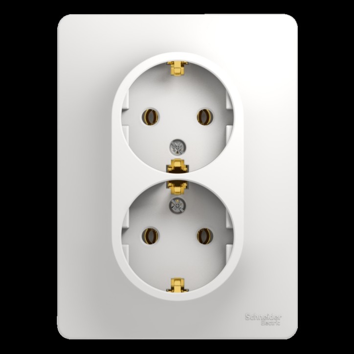 GLOSSA Розетка двойная с заземлением в сборе белая GLOSSA Розетка двойная с заземлением в сборе белая