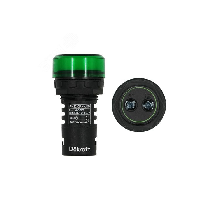 Лампа ADDS 22мм зеленая LED 22 24В AC/DC Лампа ADDS 22мм зеленая LED 22 24В AC/DC